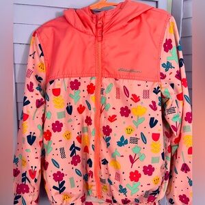 Eddie Bauer Pink Floral Hooded Raincoat